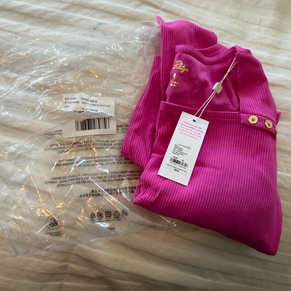 NWT GORGEOUS Lilly Pulitzer Beaty Pink Square Neck Sweater, CURRENT STYLE - Picture 10 of 15